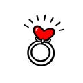Engagement ring vector illustration. Love and wedding theme.